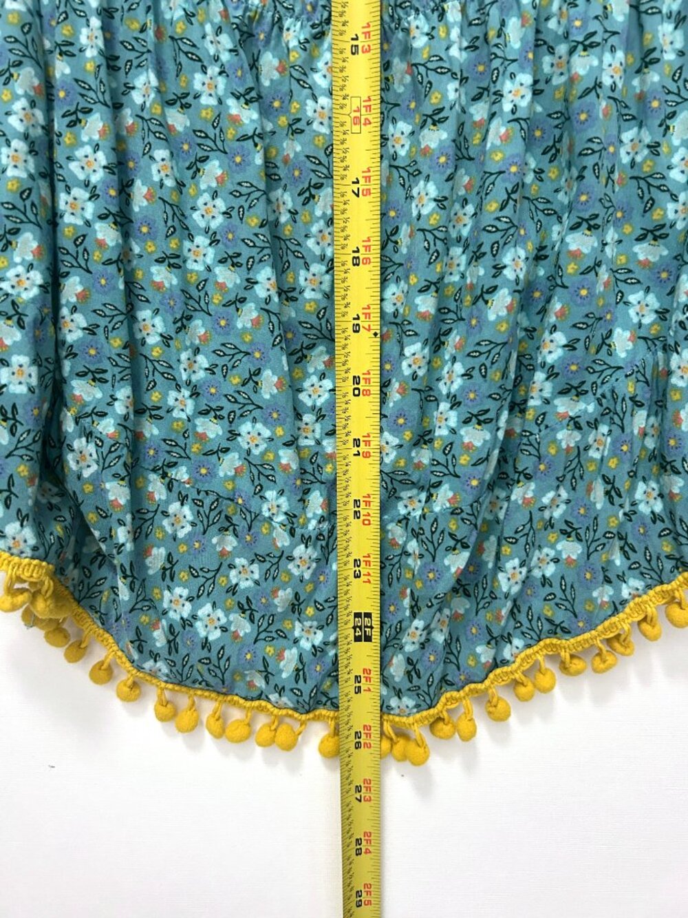 Natural Life Strapless Boho Mini Dress Floral Elastic Waist Beachy Pom Pom S/M - Picture 4 of 8